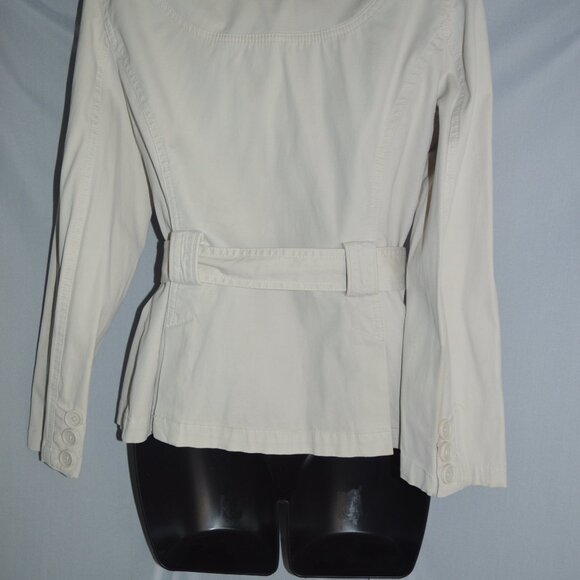 Loft fall Trench Coat Women's Button Down Tie Waist Size sz 8 - Picture 2 of 5